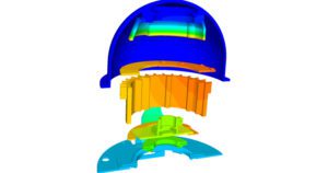 Exploded view of temperature contour inside the camera