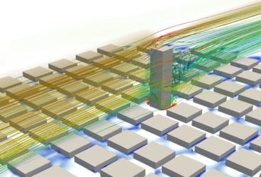 validating the wind loads on a city block with one high-rise building