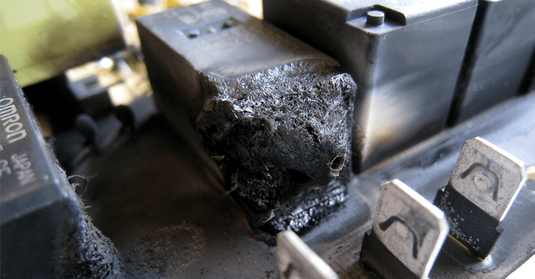Electronic cooling failure; overheated electronic component in a system.