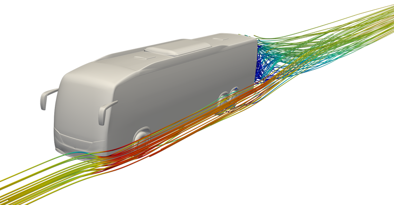 Streamlines around the bus