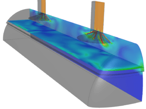 velocity distribution of a horizontal catalytic reactor
