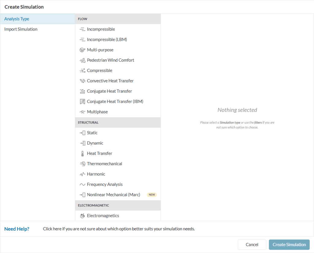 list of analysis type