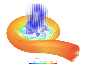 Pressure visualization through a centrifugal pump using SimScale simulation