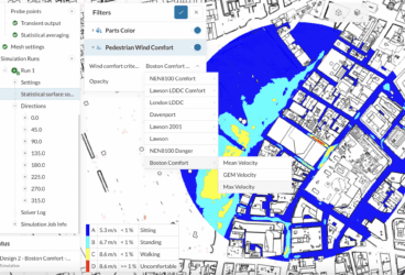 Screenshot of SimScale UI with custom comfort criteria highlighted.
